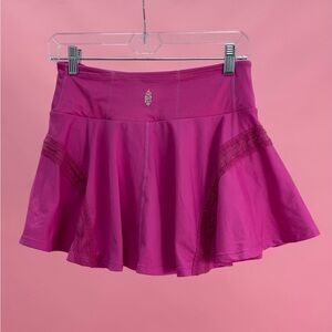 Free People Pink Ruffled Skater Mini Skirt